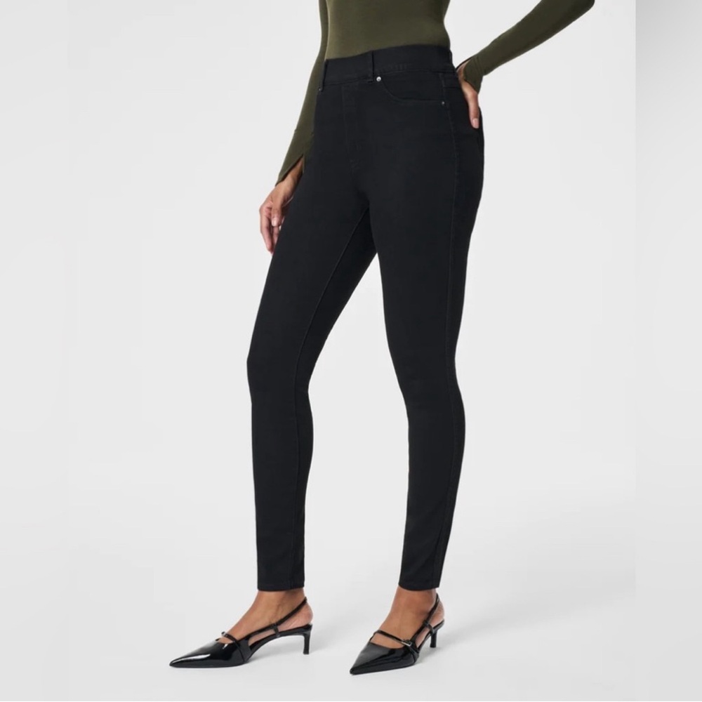 Spanx‎ Women's Ankle Skinny Jeans in Clean Black Sz LTall